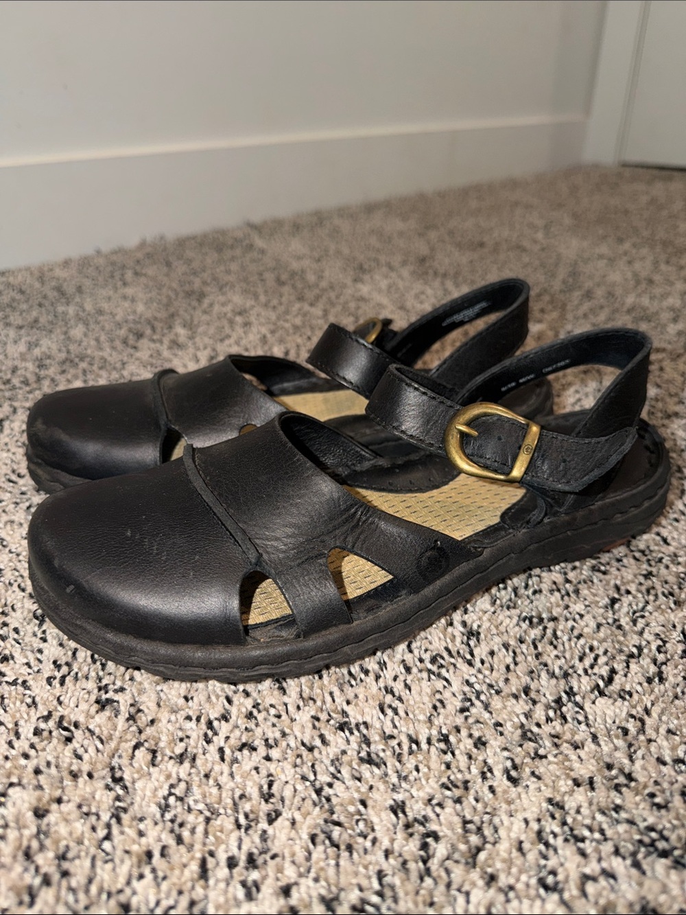 Born Mary Jane Flats Sling Back Black Leather Women’s Size 8